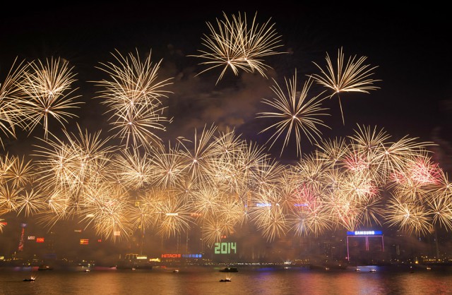 Fuegos artificiales en Hong Kong (China). By ALEX OGLE (AFP)