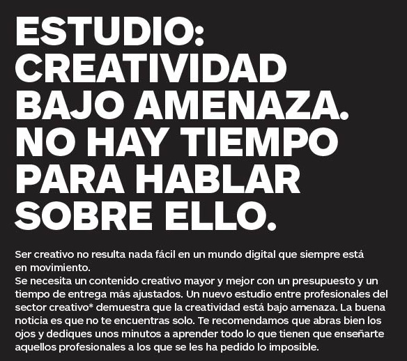 Estudi // Creativitat sota amenaça. No hi ha temps per parlar sobre això.