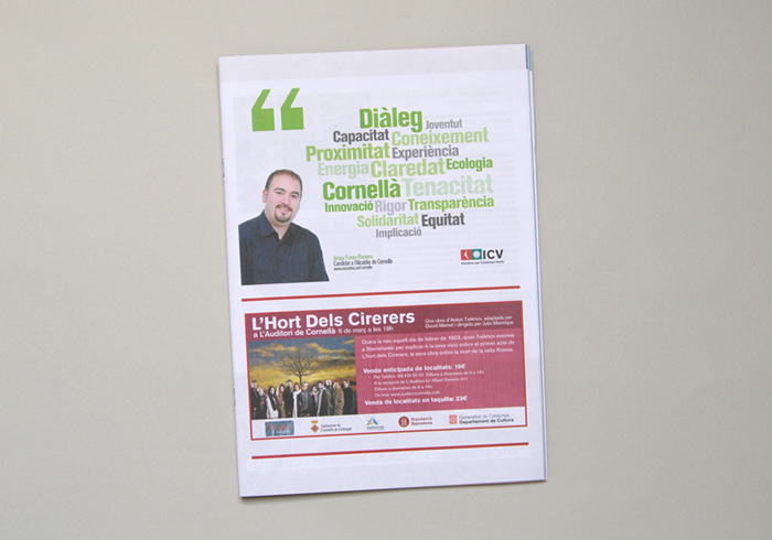 ICV, Iniciativa, Política, campanya, Comunicació, Arnau Funes, Cornellà, Verds, Eleccions Municipals, Municipals, Disseny Gràfic