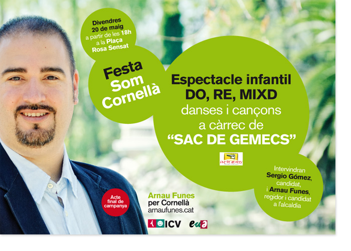 ICV, Iniciativa, Política, campanya, Comunicació, Arnau Funes, Cornellà, Verds, Eleccions Municipals, Municipals, Disseny Gràfic