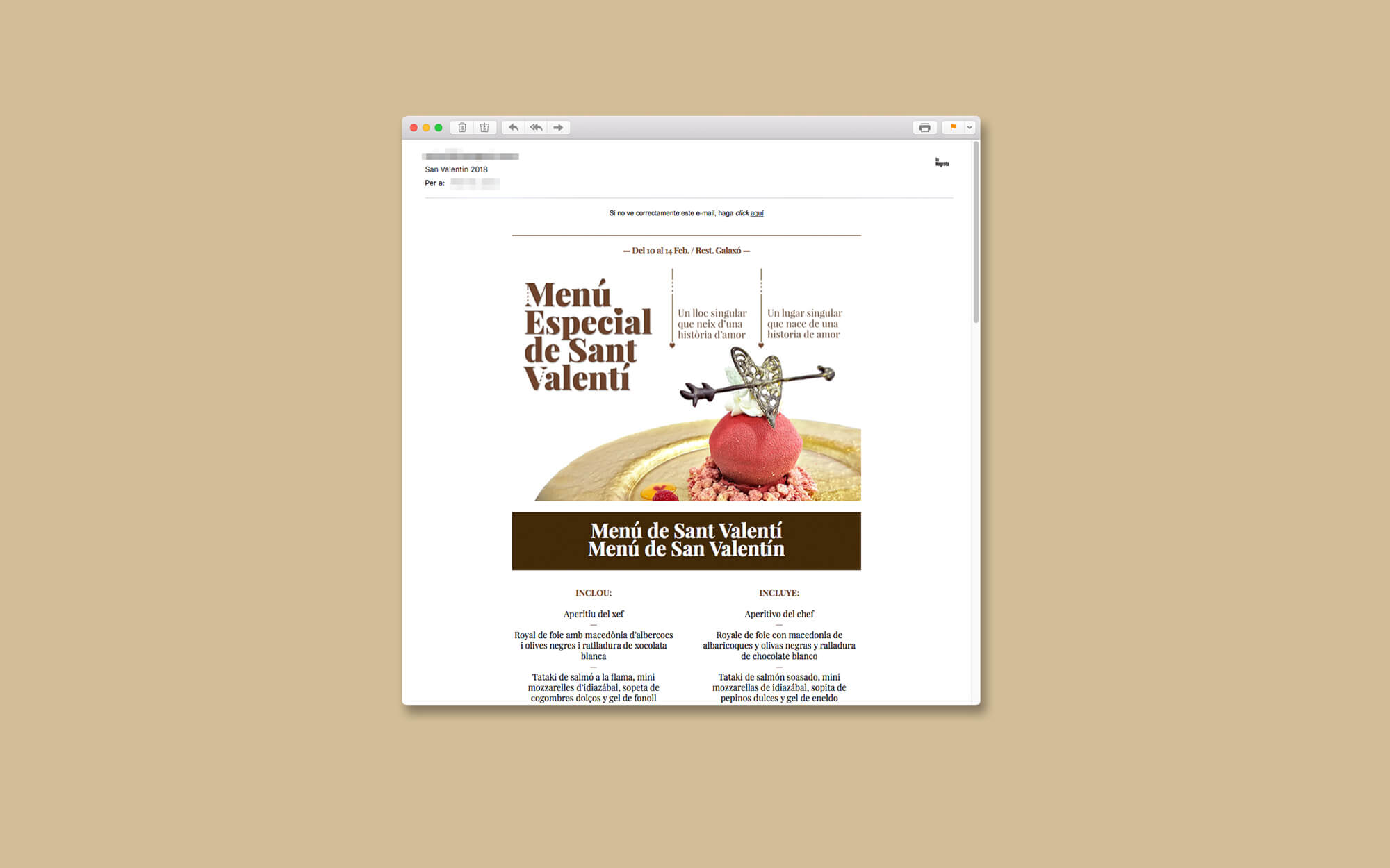 Hotel Casa Fuster, Hotel, Barcelona, San Valentín, Newsletter, la Negreta, Diseño Gráfico, Barrio de Gracia, Digital, Comunicación, Mailchimp, Email